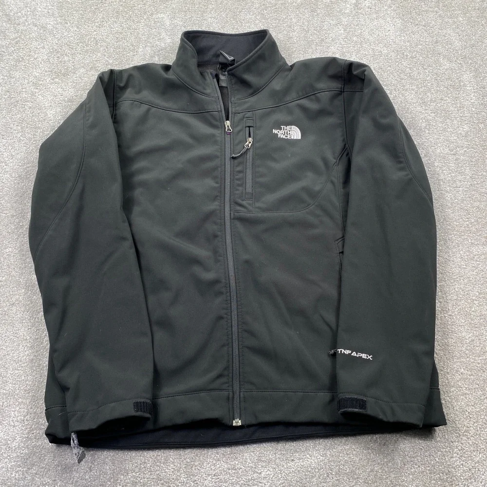 The North Face Apex Bionic Jacket Mens XL Black Softshell Windproof Fleece Lined